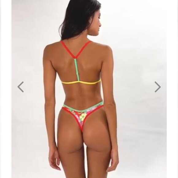 NWT OneOne Swimwear SET Bikini Seabright 2024 Gemma Noelia NEW Red Green Yellow - Picture 7 of 7
